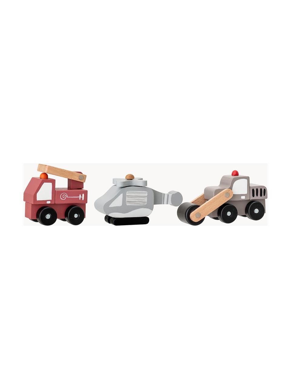 Spielzeugautos Bruno, 3er-Set, Mitteldichte Holzfaserplatte (MDF), Schichtholz, Metall, Bunt, Set mit verschiedenen Größen
