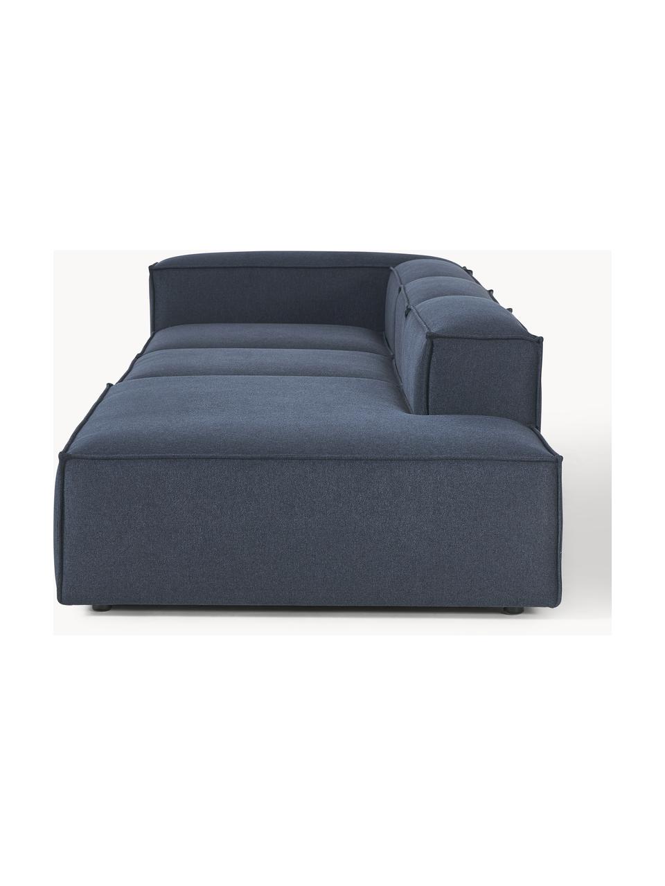 Modulaire XL chaise longue Lennon, Bekleding: 100% polyester De slijtva, Frame: massief grenenhout, multi, Poten: kunststof Dit product is , Geweven stof donkerblauw, B 357 x D 119 cm, armleuning links