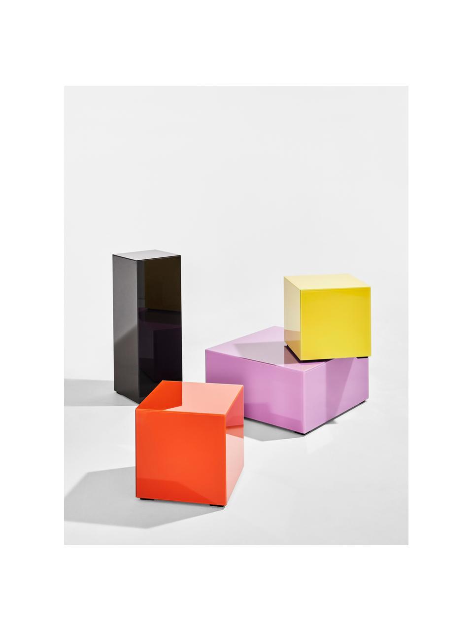 Dekosäule Pop in Schwarz mit Spiegel-Effekt, Mitteldichte Holzfaserplatte (MDF), Glas, gefärbt, Schwarz, B 27 x H 75 cm