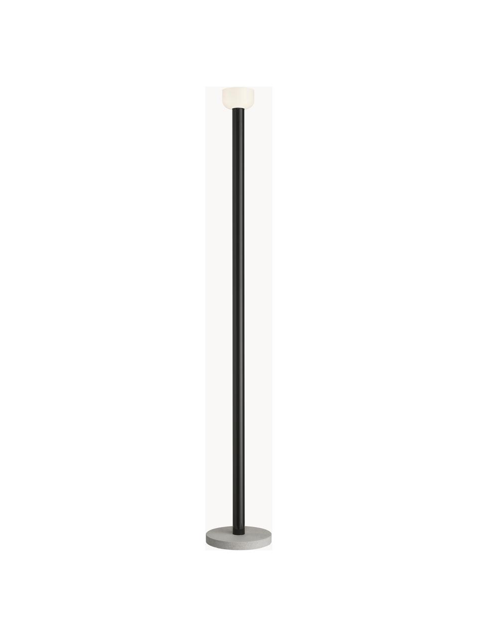 Große dimmbare LED-Stehlampe Bellhop, Lampenschirm: Glas, Lampenfuß: Beton, Schwarz, H 178 cm