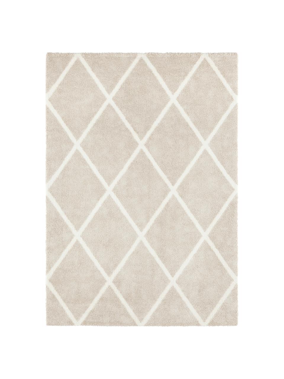 Teppich Lunel mit Rautenmuster, Flor: 85% Polypropylen, 15% Pol, Beige, Cremefarben, B 200 x L 290 cm (Grösse L)