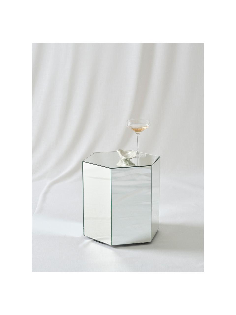 Stolik pomocniczy ze szkła z efektem lustra Scrape, Płyta pilśniowa średniej gęstości (MDF), szkło lustrzane, Szkło lustrzane, S 40 x W 40 cm