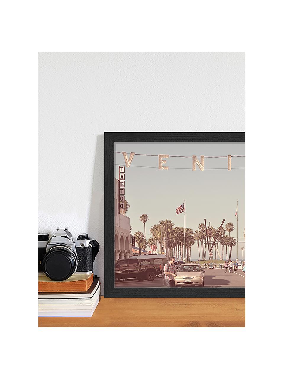 Stampa digitale incorniciata Venice Beach, Immagine: stampa digitale su carta,, Cornice: legno verniciato, Multicolore, Larg. 43 x Alt. 33 cm