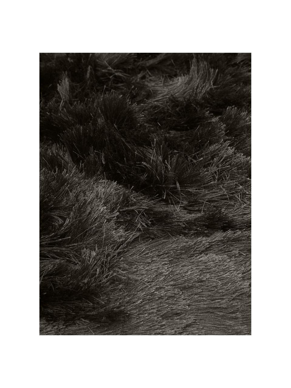 Glanzende hoogpolige loper Jimmy in donkergrijs, Bovenzijde: 100% polyester, Onderzijde: 100% katoen, Donkergrijs, B 80 x L 250 cm