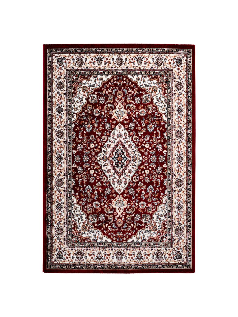 Alfombra estampada Isfahan, estilo oriental, 100% poliéster, Rojo oscuro, multicolor, An 80 x L 150 cm (Tamaño XS)