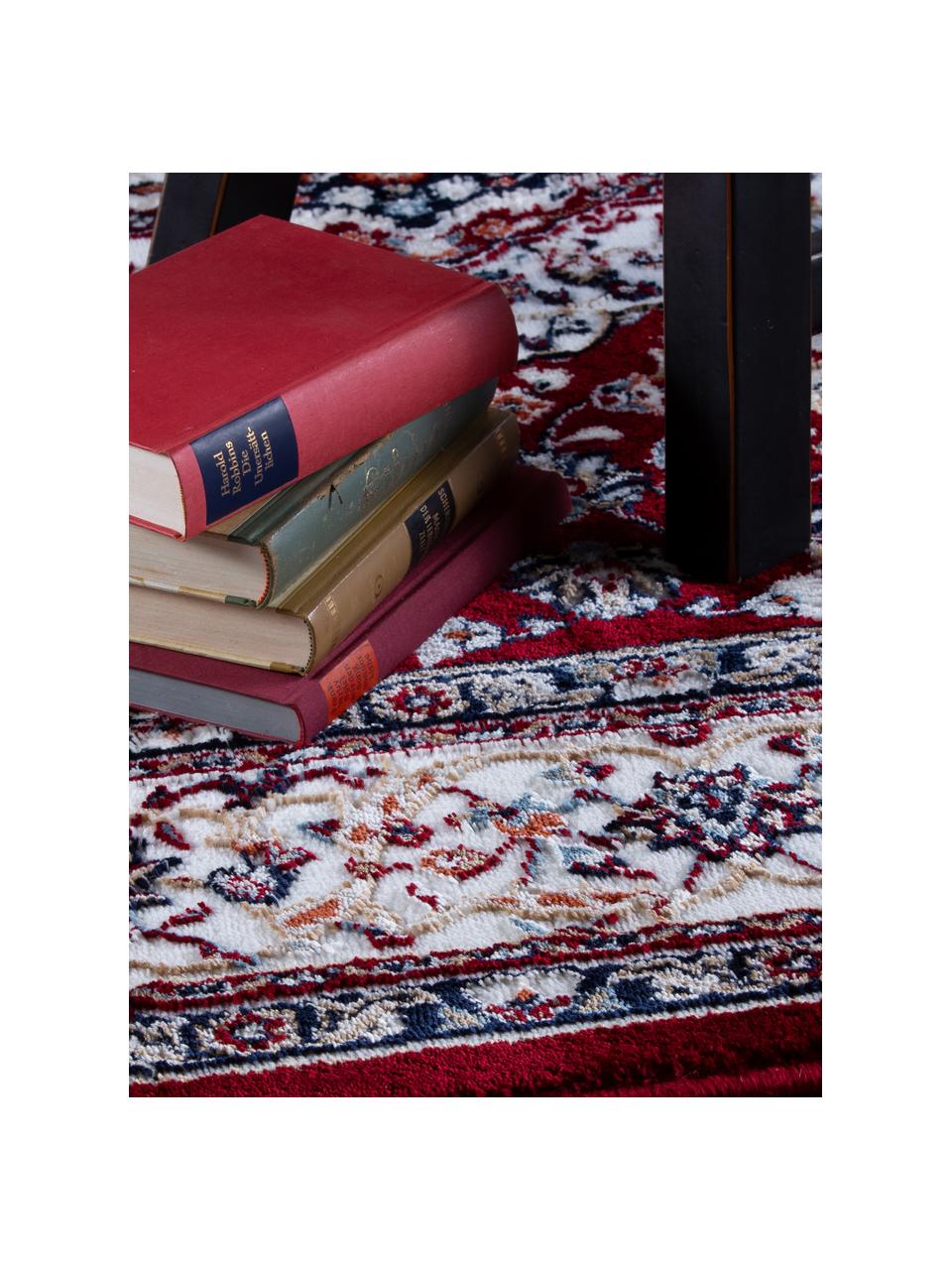 Vloerkleed met patroon Isfahan in donkerrood in oosterse stijl, 100% polyester, Donkerrood, multicolour, B 80 x L 150 cm (maat XS)
