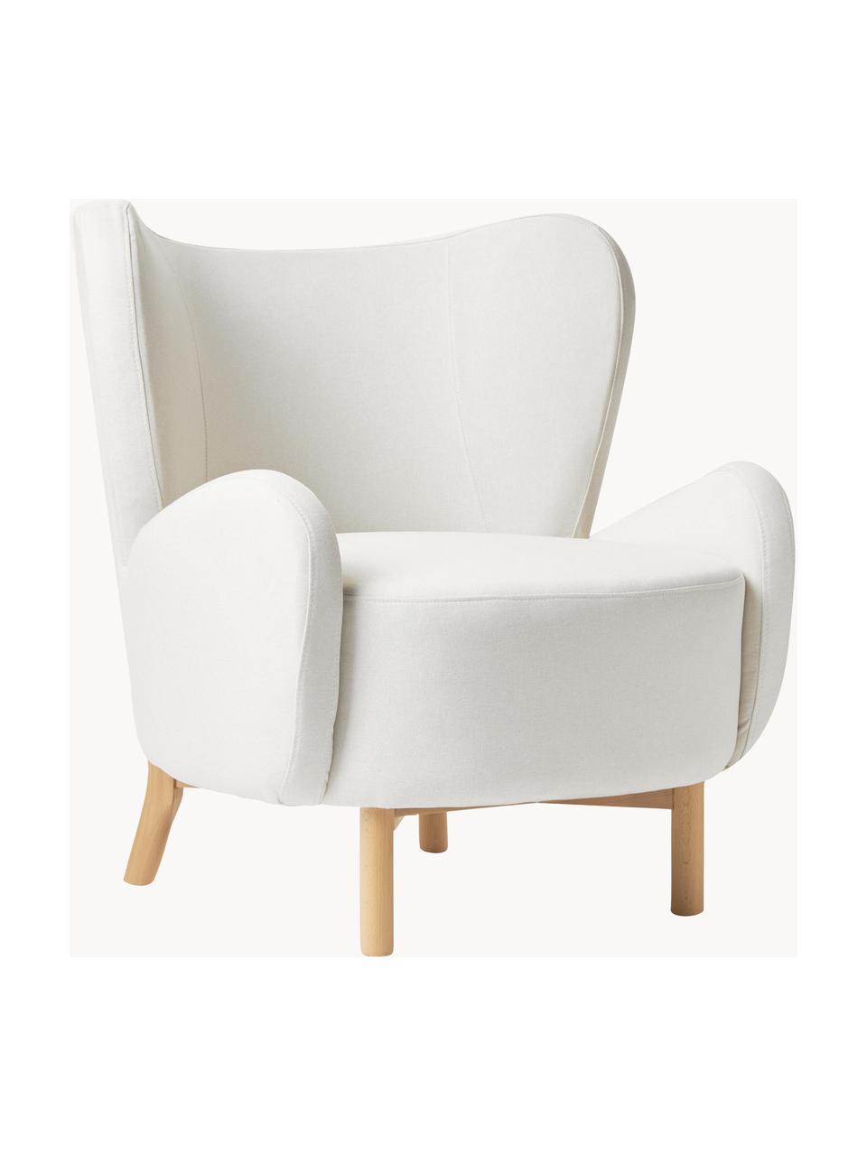 Fauteuil à oreilles blanc crème Kalia, Tissu blanc crème, larg. 78 x prof. 80 cm