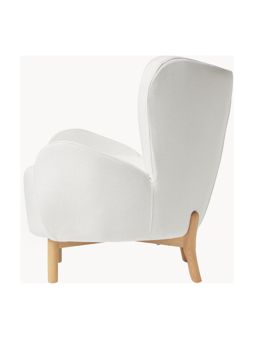 Fauteuil à oreilles blanc crème Kalia, Tissu blanc crème, larg. 78 x prof. 80 cm