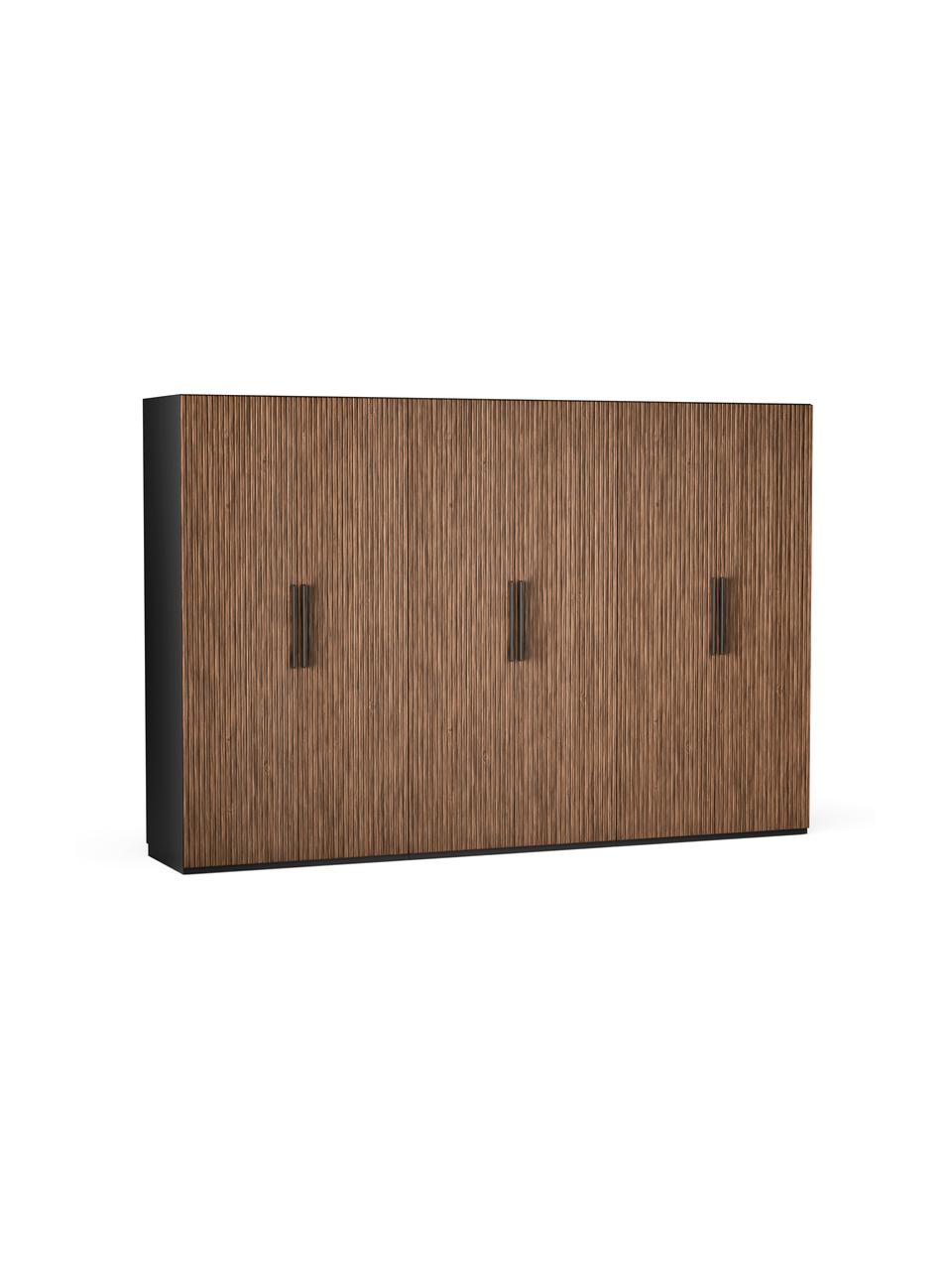 Armadio componibile ad ante girevoli Simone, larg. 300 cm, diverse varianti, Effetto legno di noce, nero, Interno Premium, larg. 300 x alt. 236 cm