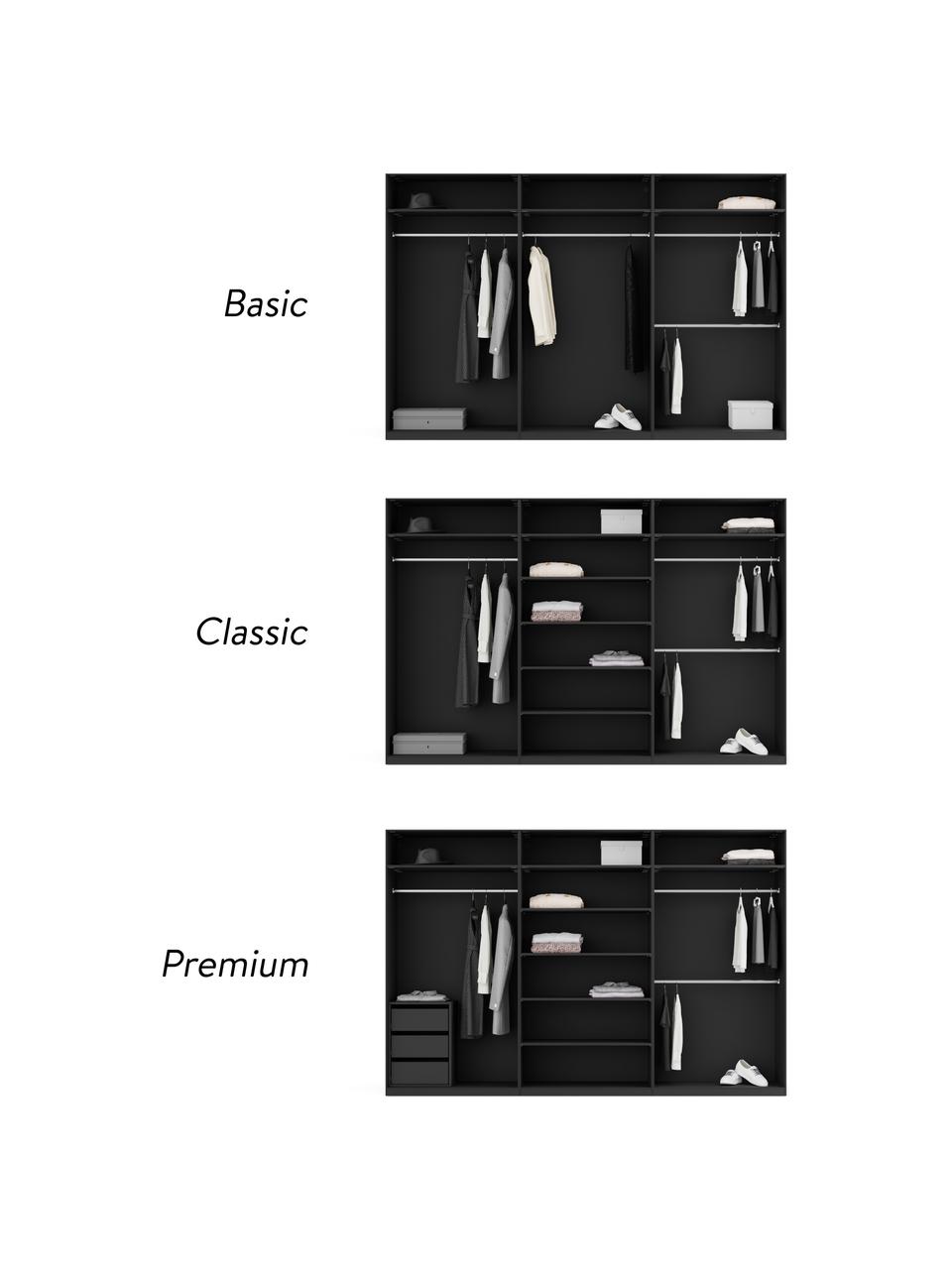 Armadio componibile ad ante girevoli Simone, larg. 300 cm, diverse varianti, Effetto legno di noce, nero, Interno Premium, larg. 300 x alt. 236 cm