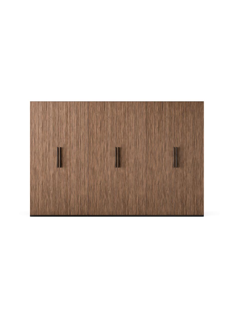 Armadio componibile ad ante girevoli Simone, larg. 300 cm, diverse varianti, Effetto legno di noce, nero, Interno Premium, larg. 300 x alt. 236 cm