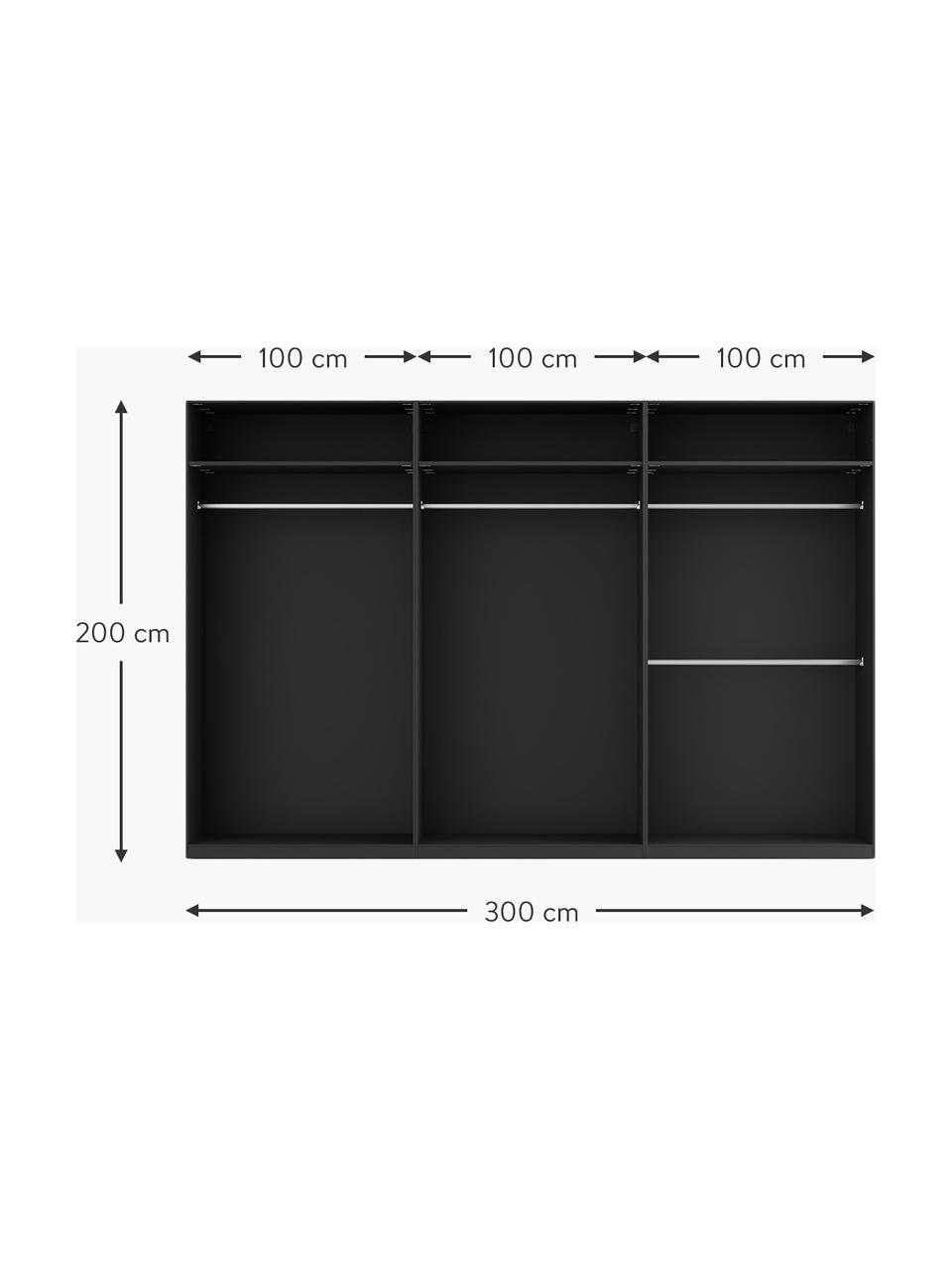 Armoire modulaire à portes battantes Simone, larg. 300 cm, plusieurs variantes, Aspect bois de noyer, noir, Basic Interior, larg. 300 x haut. 236 cm