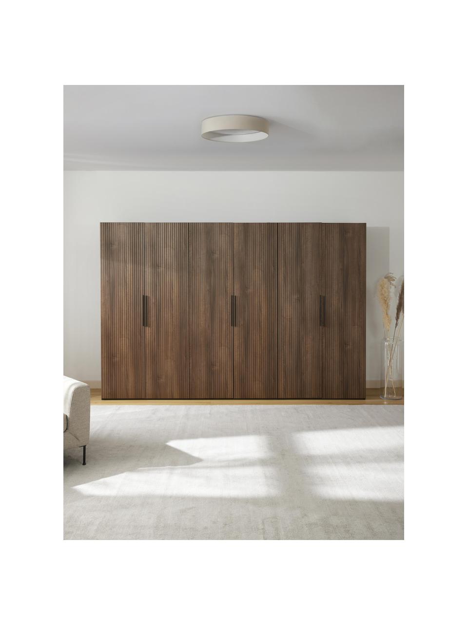 Armario modular Simone, 6 puertas (300 cm), diferentes variantes, Estructura: tablero aglomerado revest, Aspecto madera de nogal, negro, Interior Classic (An 300 x Al 236 cm)