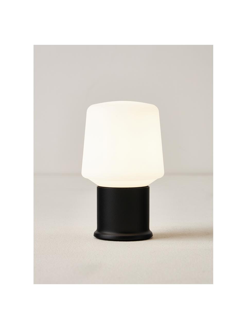 Lámpara de mesa para exterior LED regulable London, portátil, Plástico, Blanco, negro, Ø 9 x Al 15 cm