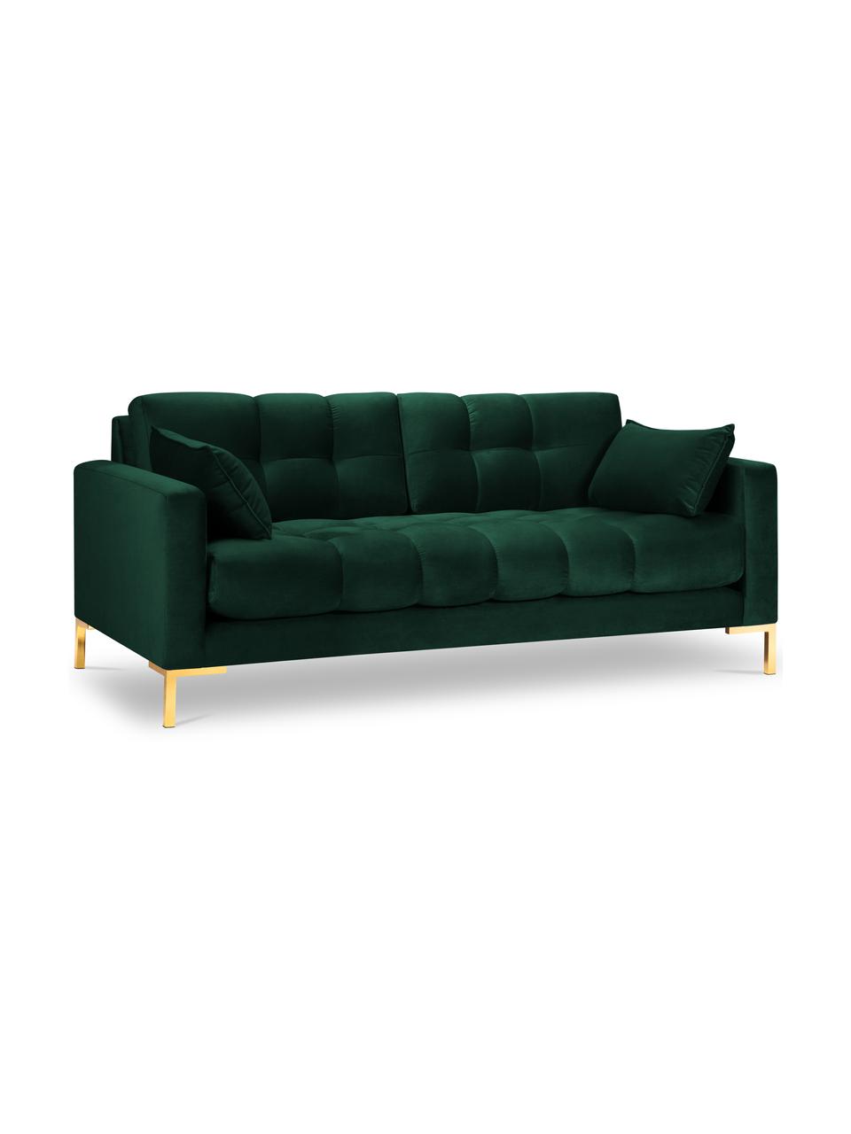 Divano 2 posti in velluto Mamaia, Rivestimento: velluto 100% poliestere (, Struttura: Pino massiccio, truciolat, Velluto verde bottiglia, ottonato, Larg. 152 x Prof. 92 cm