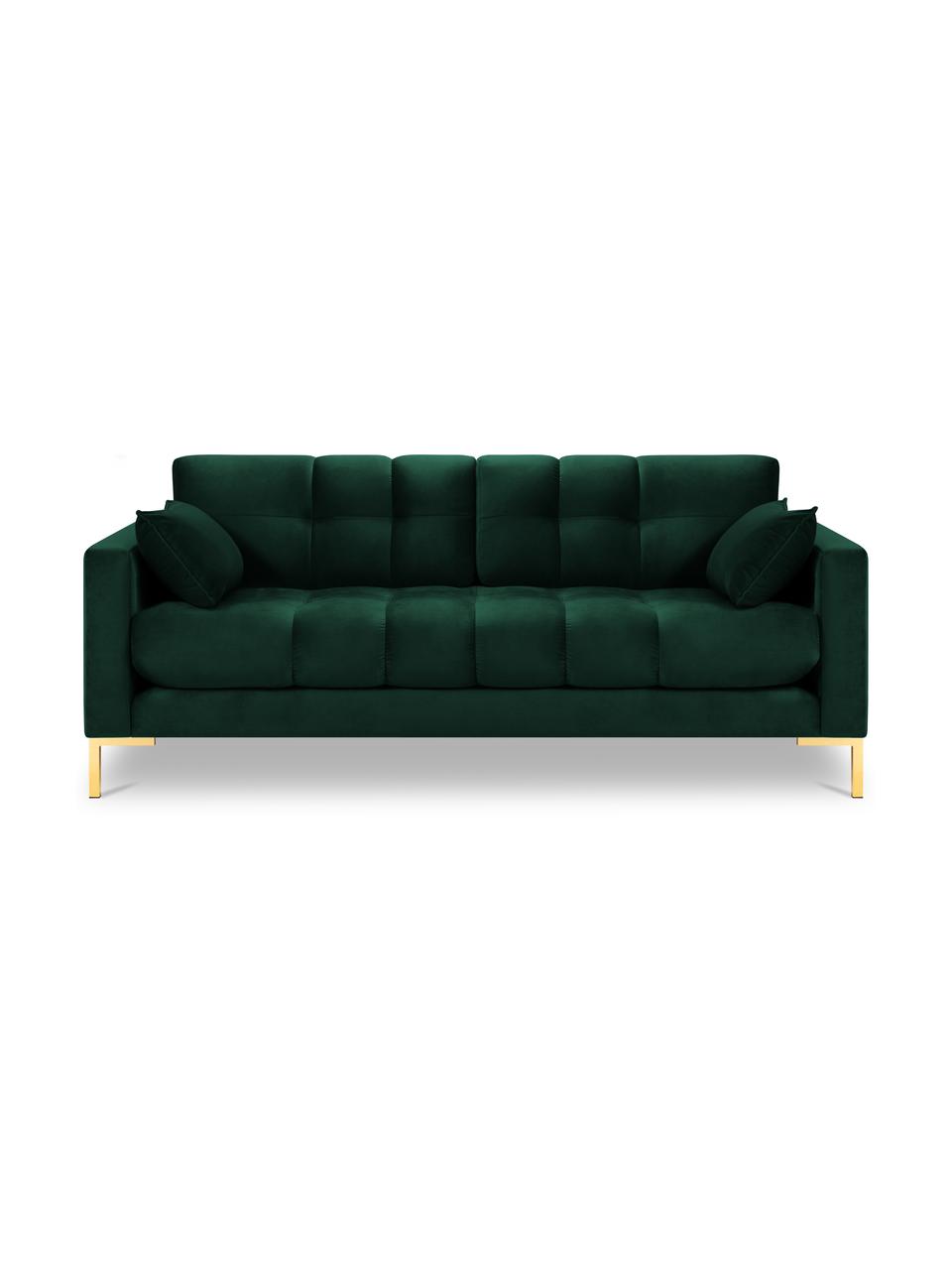 Divano 2 posti in velluto Mamaia, Rivestimento: velluto 100% poliestere (, Struttura: Pino massiccio, truciolat, Velluto verde bottiglia, ottonato, Larg. 152 x Prof. 92 cm