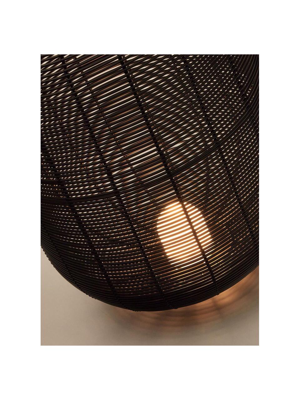 Mobiele LED outdoor tafellamp Saranella, H 55 cm, Kunststof, gecoat metaal, Zwart, Ø 33 x H 55 cm