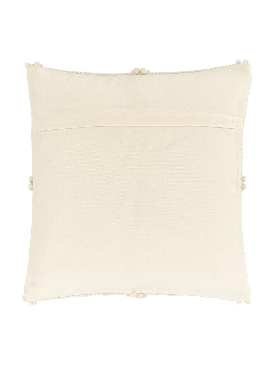 Housse de coussin 45x45 ethnique en laine Janina, Beige, larg. 45 x long. 45 cm