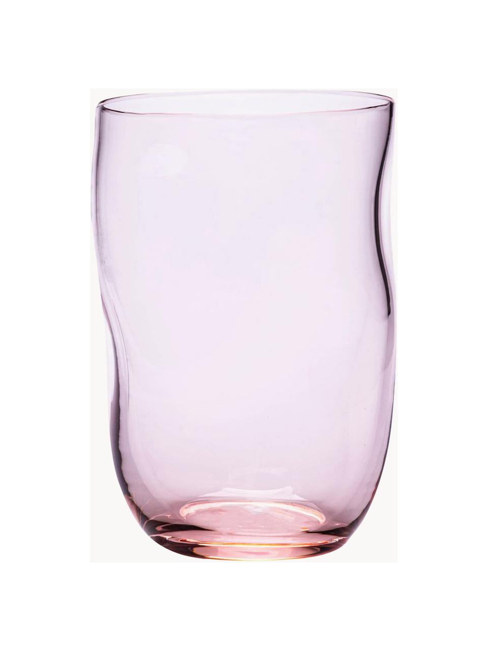 Set de vasos con forma orgánica Squeeze, 6 uds., Vidrio, Rosa, Ø 7 x Al 10 cm, 250 ml