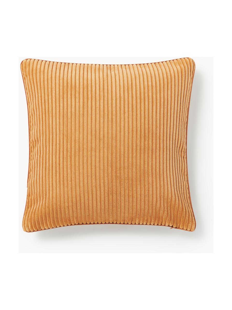 Housse de coussin 50x50 en velours côtelé Kylen, Velours côtelé (90 % polyester, 10 % nylon)
 
Le matériau est certifié STANDARD 100 OEKO-TEX®, 21.HCN.84376, Orange, larg. 50 x long. 50 cm