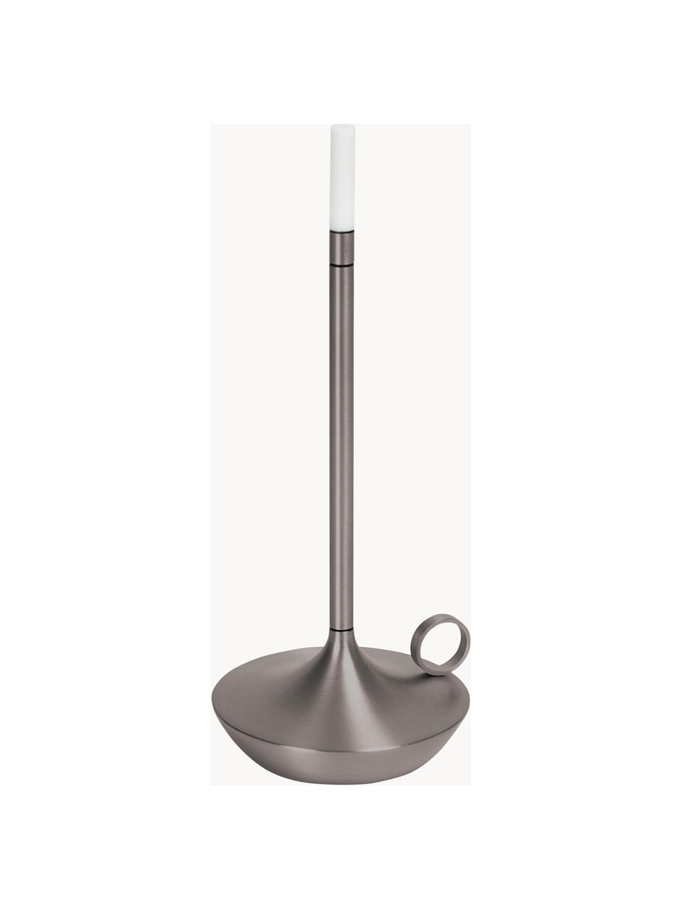 Lámpara de mesa pequeña LED regulable Wick, portátil y táctil, Pantalla: plástico, Gris grafito, Ø 12 x Al 26 cm