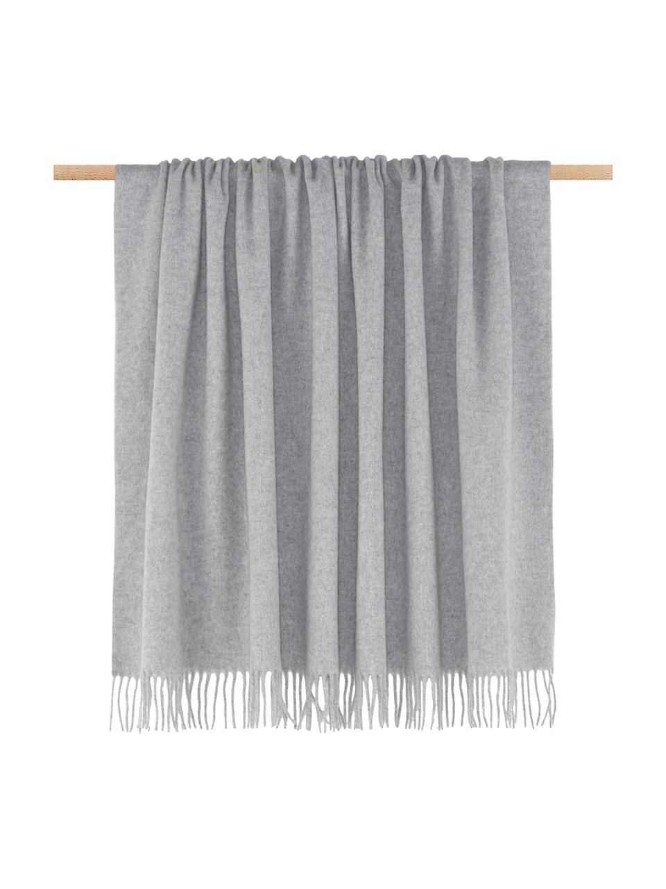 Plaid en laine vierge gris Lena, Gris clair