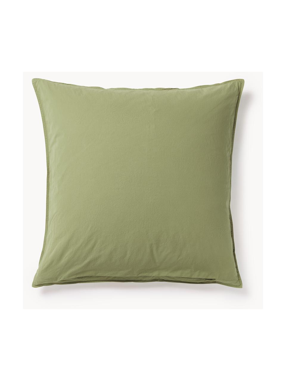 Taie d'oreiller en percale de coton Debbie, Vert olive, larg. 50 x long. 70 cm