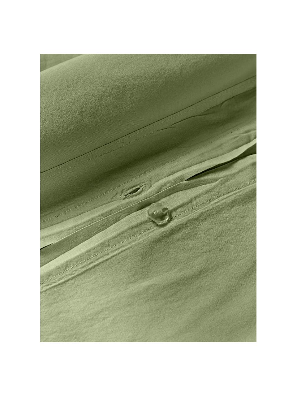 Taie d'oreiller en percale de coton Debbie, Vert olive, larg. 50 x long. 70 cm