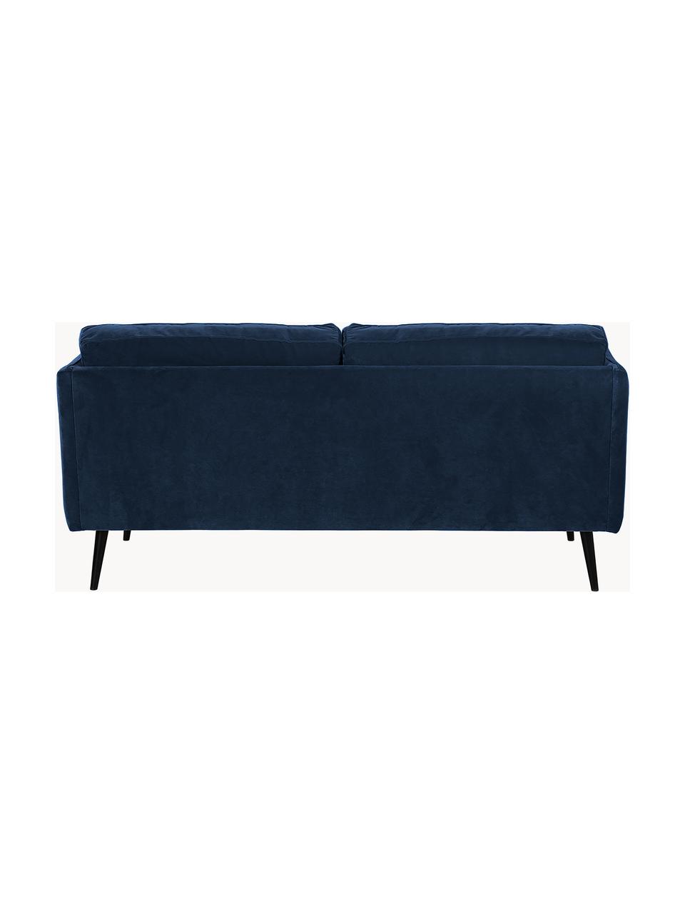 Samt-Sofa Paola (2-Sitzer) mit Holz-Füssen, Bezug: Samt (Polyester) Der stra, Gestell: Massives Fichtenholz, Spa, Samt Dunkelblau, B 179 x T 95 cm