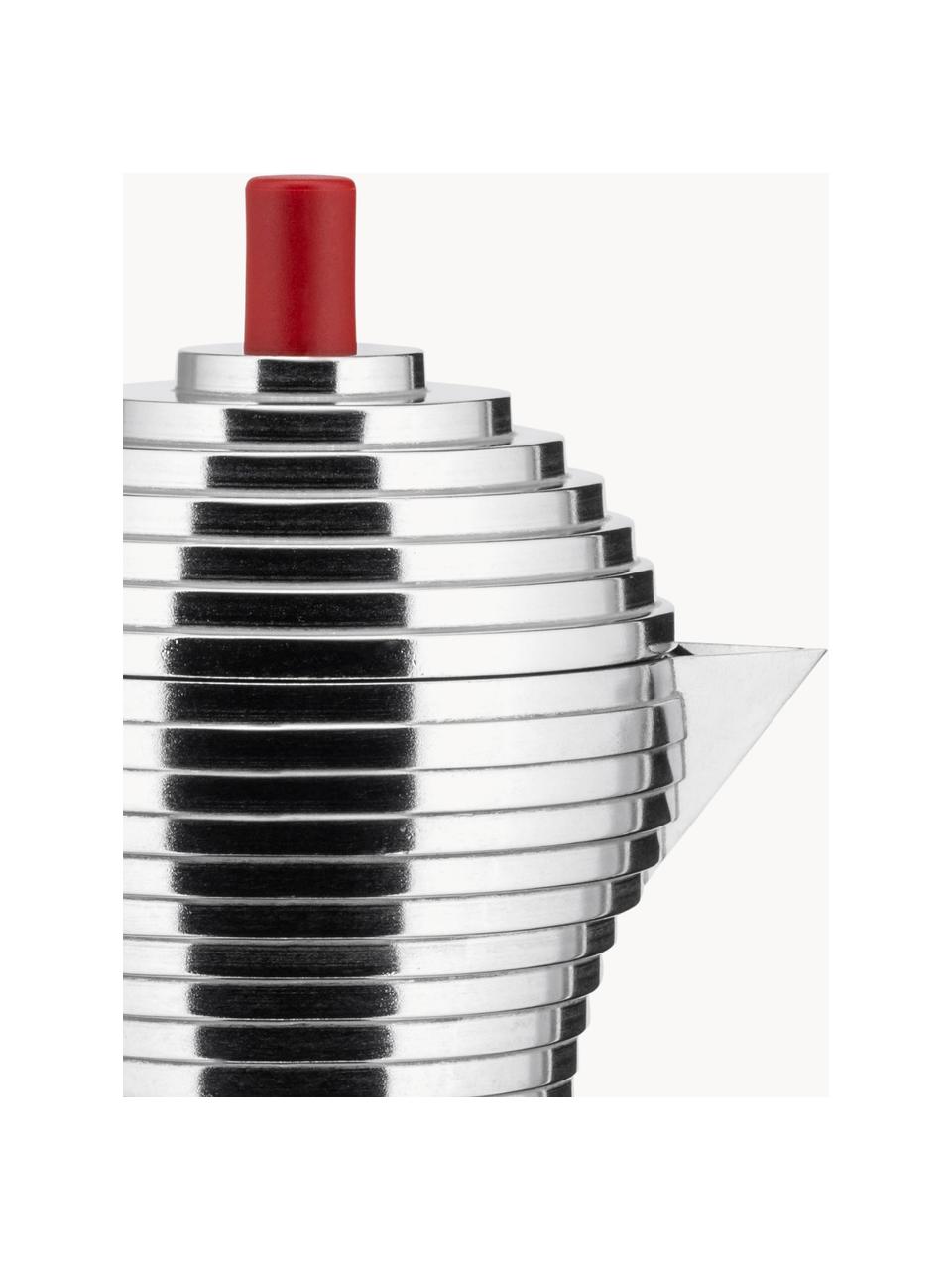 Espresso maker Pulcina, Handvatten: polyamide, Zilverkleurig, rood, B 20 x H 26 cm, voor 6 kopjes