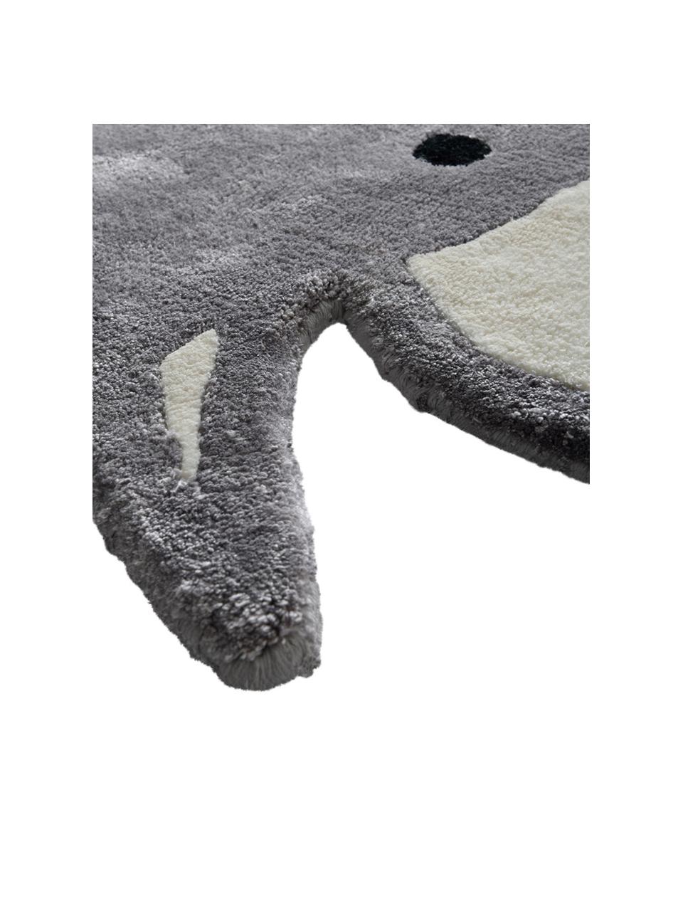 Tapis enfant Ellie Elephant, 100 % viscose, 4600 g/m², Gris, noir, blanc, larg. 100 x long. 180 cm (taille S)