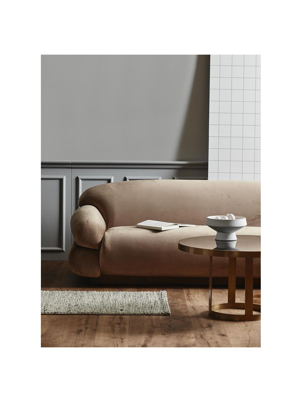 Samt-Sofa Sofie (3-Sitzer) in Braun, Bezug: Polyestersamt, Sockel: Eschenholz, Braun, B 214 x T 95 cm