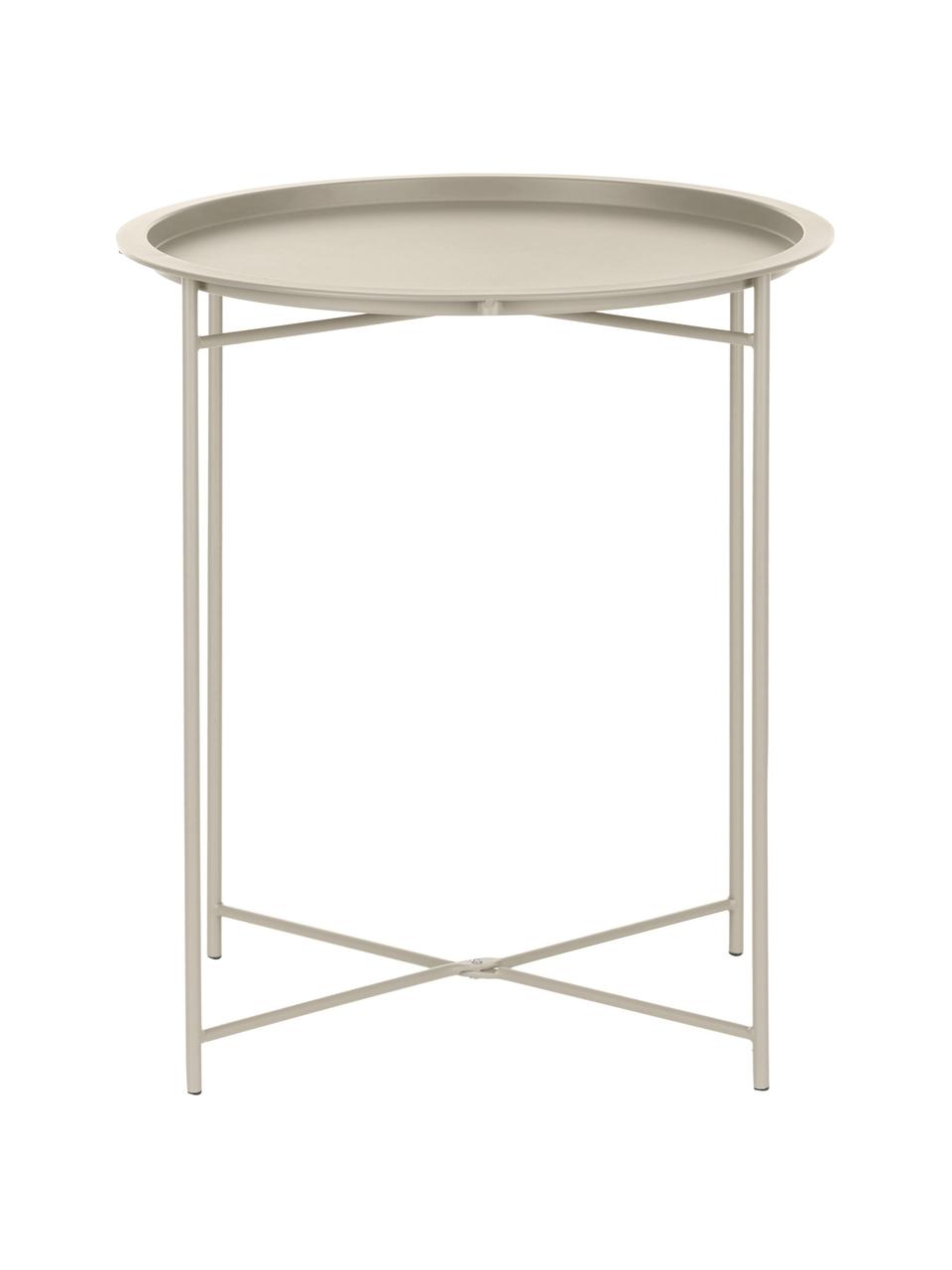 Table ronde en métal Sangro, Métal, revêtement par poudre, Beige, Ø 46 x haut. 52 cm