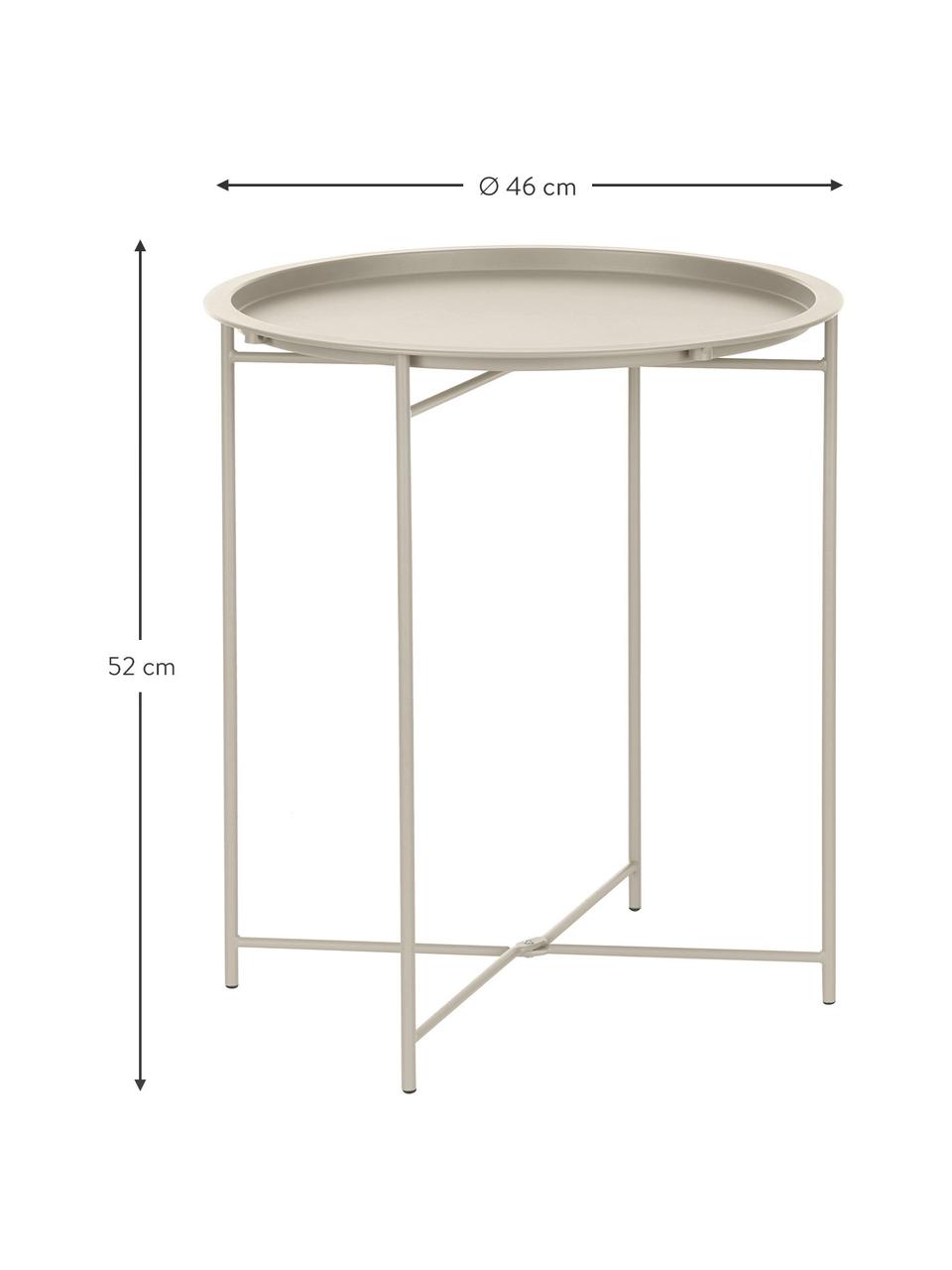 Stolik-taca z metalu Sangro, Metal malowany proszkowo, Beżowy, Ø 46 x W 52 cm