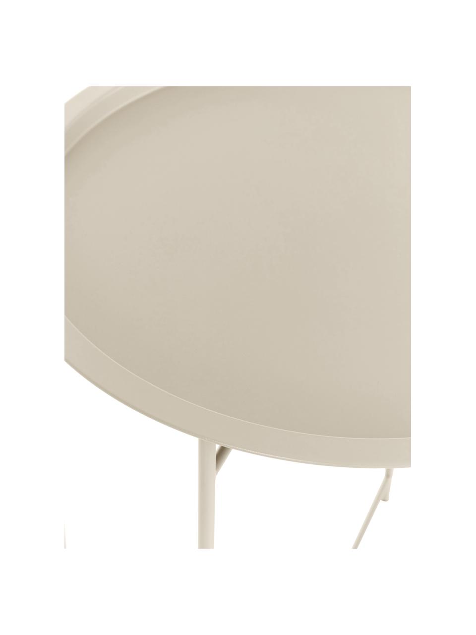 Mesa auxiliar con bandeja redonda de metal Sangro, Metal con pintura en polvo, Beige, Ø 46 x Al 52 cm