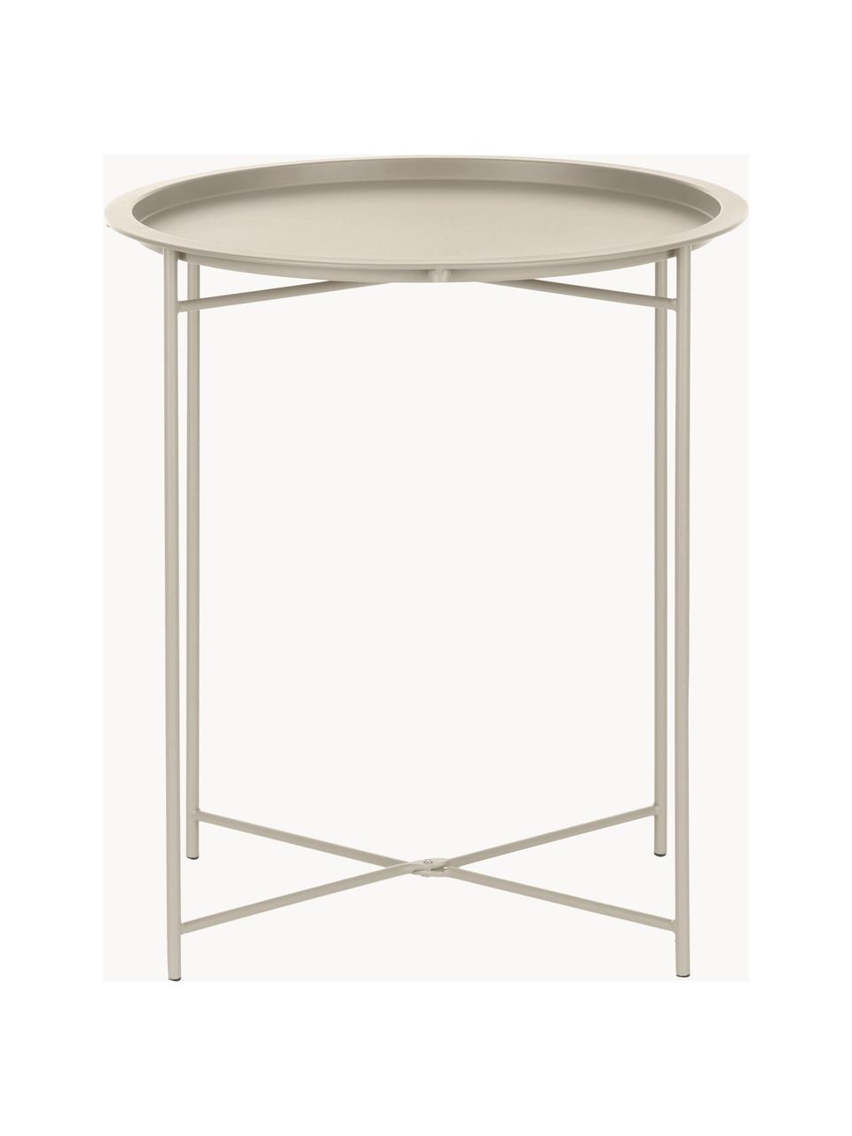 Mesa auxiliar con bandeja redonda de metal Sangro, Metal con pintura en polvo, Beige claro, Ø 46 x Al 52 cm