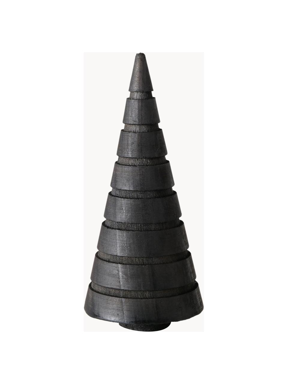 Sapins de Noël décoratifs en bois de pin Abiola, 3 élém., Bois de pin, Noir, Ø 7 x haut. 15 cm