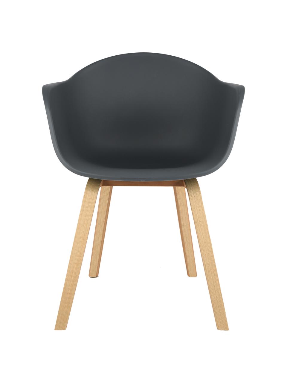 Židle s područkami s dřevěnými nohami Claire, Antracitová, bukové dřevo, Š 60 cm, H 54 cm