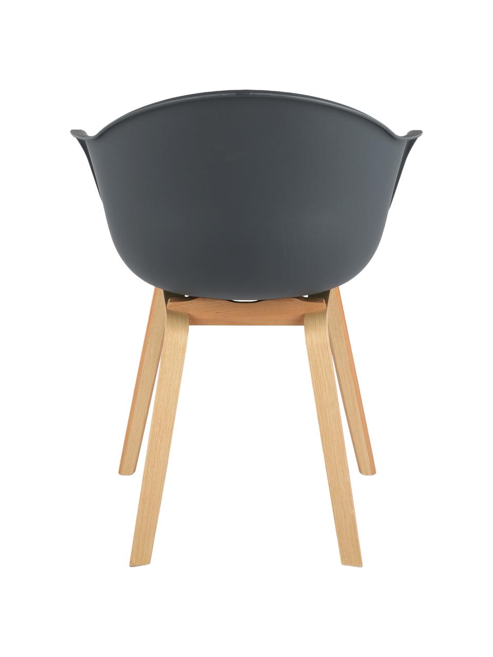 Stolička z umelej hmoty s opierkami Claire, Antracitová, bukové drevo, Š 60 x H 54 cm