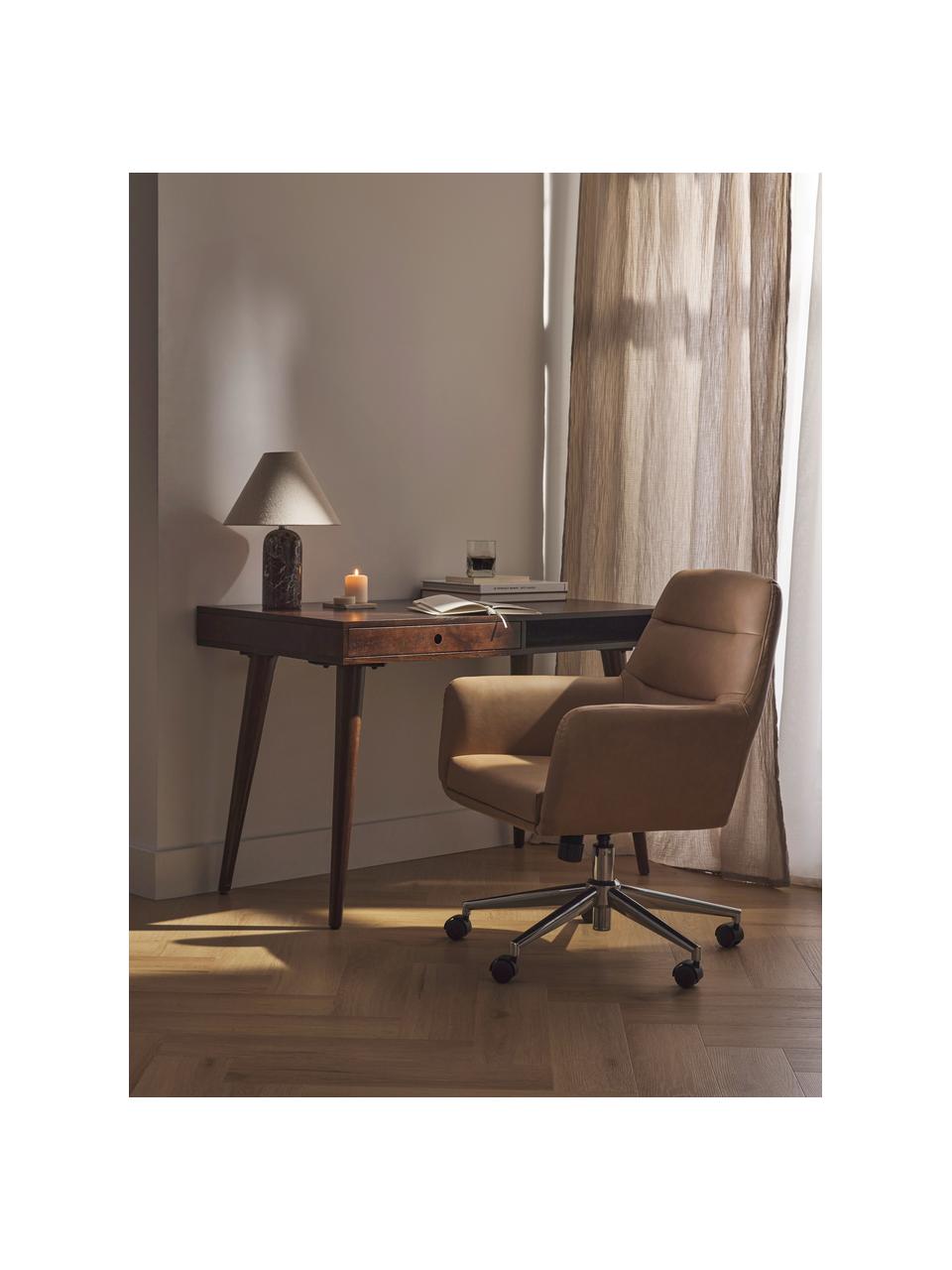 Chaise de bureau en similicuir avec accoudoirs Benson, hauteur réglable, Cuir synthétique brun clair, larg. 66 x prof. 66 cm