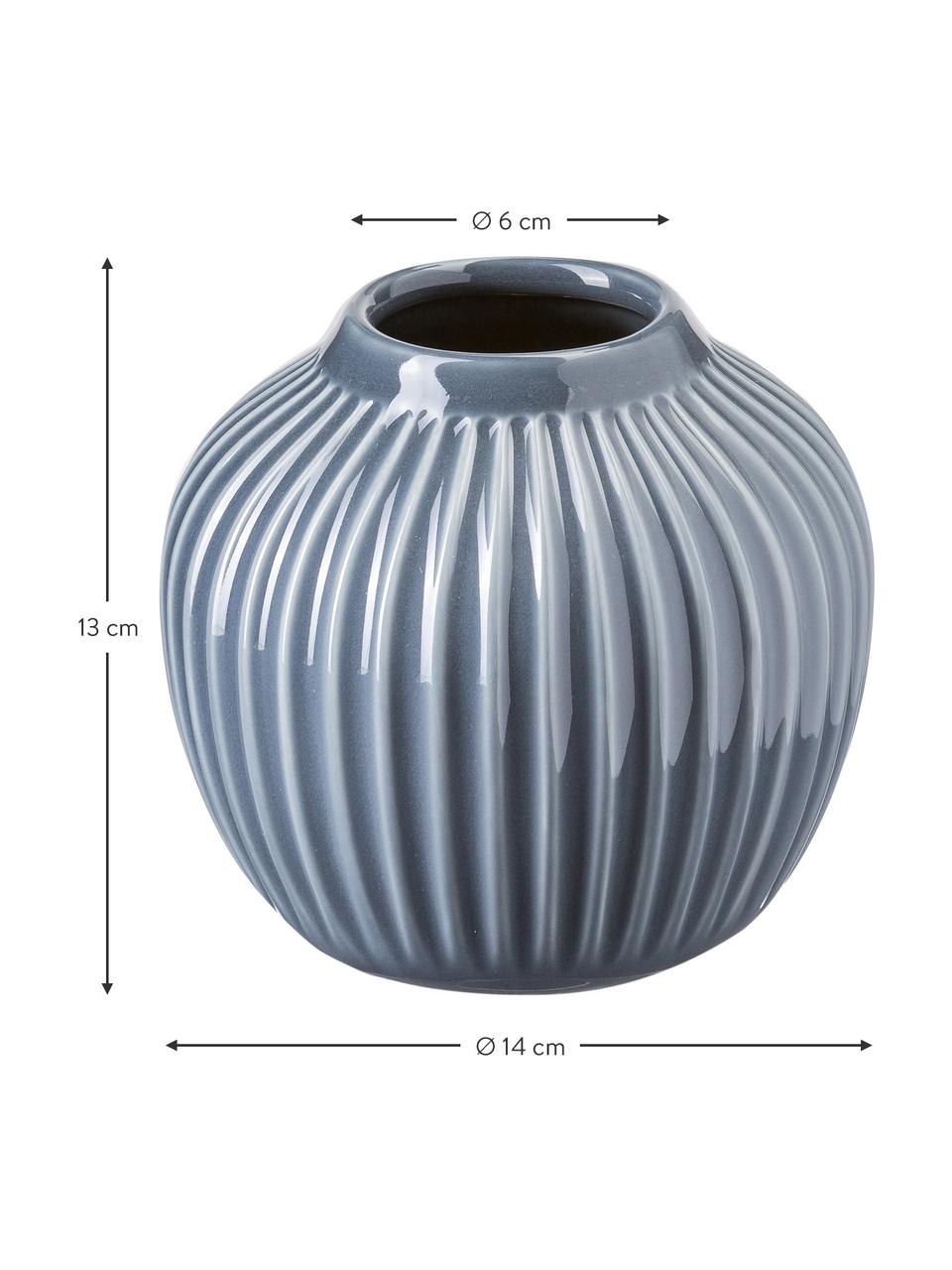 Malá ručně vyrobená designová váza Hammershøi, Porcelán, Antracitová, Ø 14 cm, V 13 cm