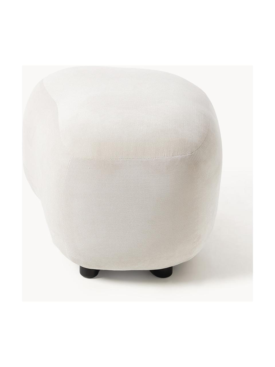 Pouf Alba, Tissu blanc crème, larg. 70 x haut. 42 cm, courbé à gauche