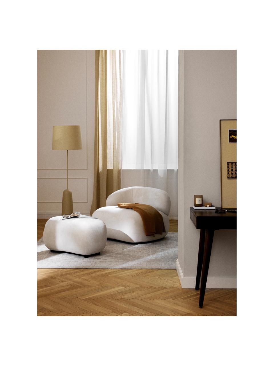 Pouf Alba, Tissu blanc crème, larg. 70 x haut. 42 cm, courbé à gauche