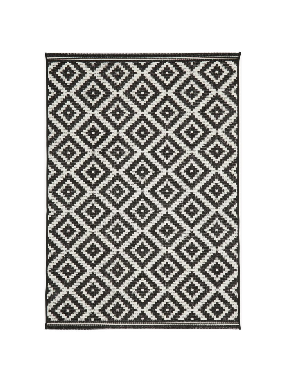 Alfombra de interior/exterior Miami, 70% polipropileno, 30% poliéster, Negro, blanco, An 80 x L 150 cm (Tamaño XS)