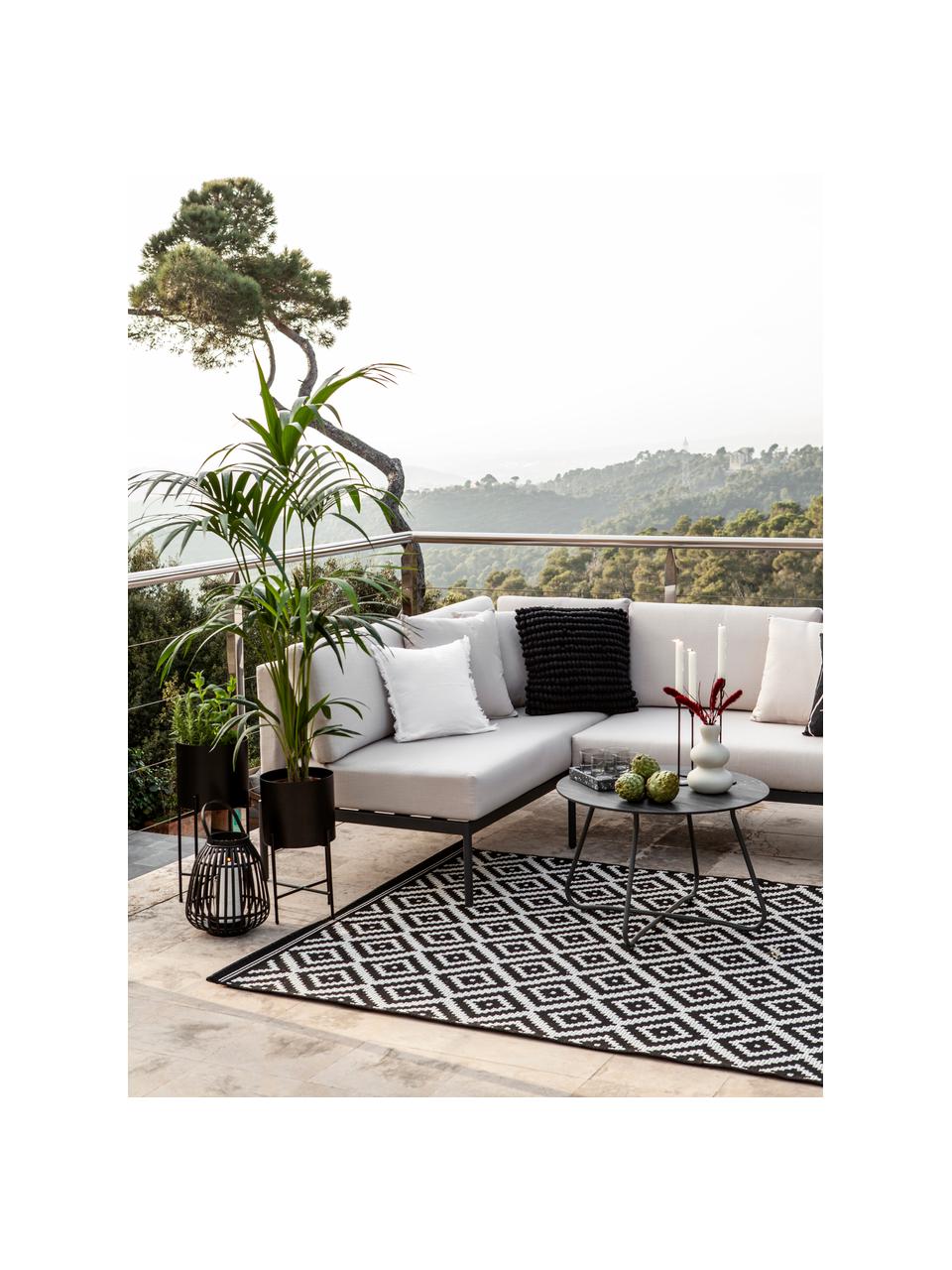 Tapis d'extérieur Miami, 86 % polypropylène, 14 % polyester, Noir, blanc, larg. 80 x long. 150 cm (taille XS)