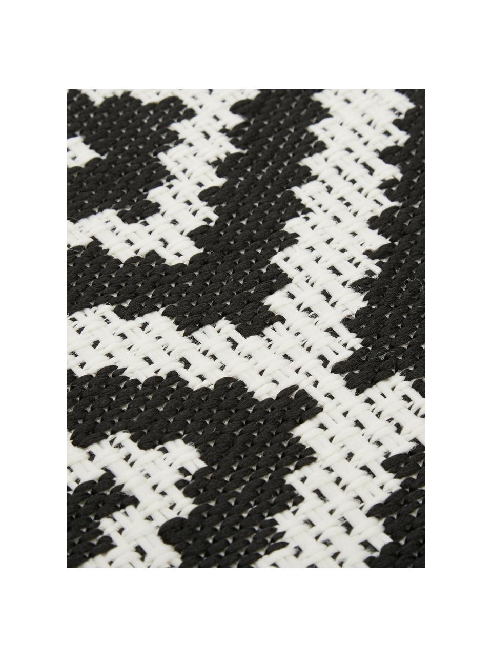 Tapis d'extérieur Miami, 86 % polypropylène, 14 % polyester, Noir, blanc, larg. 80 x long. 150 cm (taille XS)