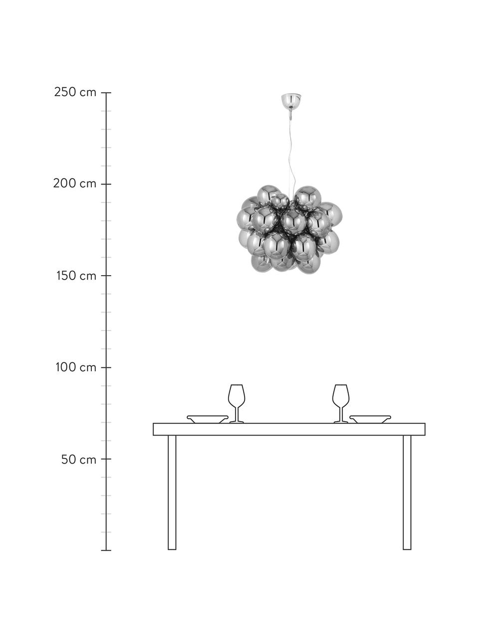 Lampada a sospensione con sfere di vetro Gross Grande, Baldacchino: nichel cromato, Cromato, Ø 62 x Alt. 50 cm