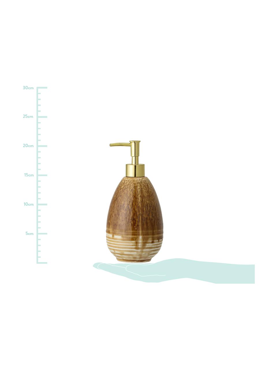 Ręcznie wykonany dozownik do mydła Stenia, Odcienie brązowego, złoty, Ø 10 x W 21 cm