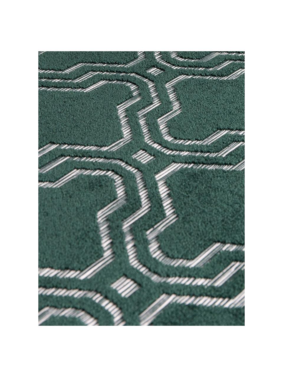 Alfombra Feike, Parte superior: 52% viscosa, 36% algodón,, Reverso: goma sintética, Verde, An 160 x L 230 cm (Tamaño M)