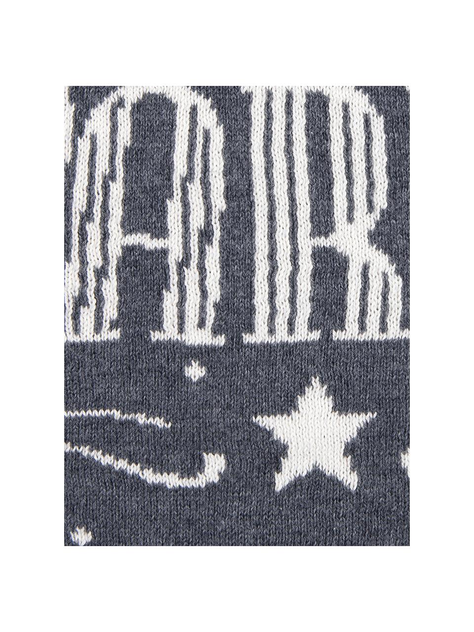 Kissenhülle Sparkle in Grau/Weiss mit Schriftzug, Baumwolle, Grau, Cremeweiss, 40 x 40 cm